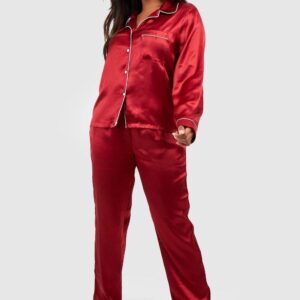 RED SILK SHIRT AND TROUSER
